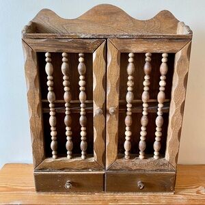 Vintage Mid-Century Spice Cabinet Wooden Beads Trinkets